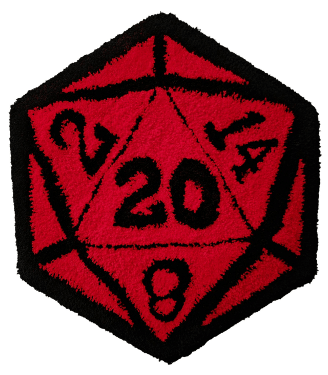 Red and Black D20 Dice